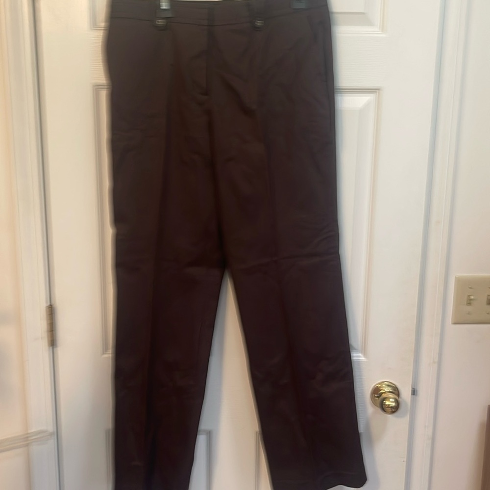 Isaac Mizrahi Brown Dress Pants Classic Straight-Leg
